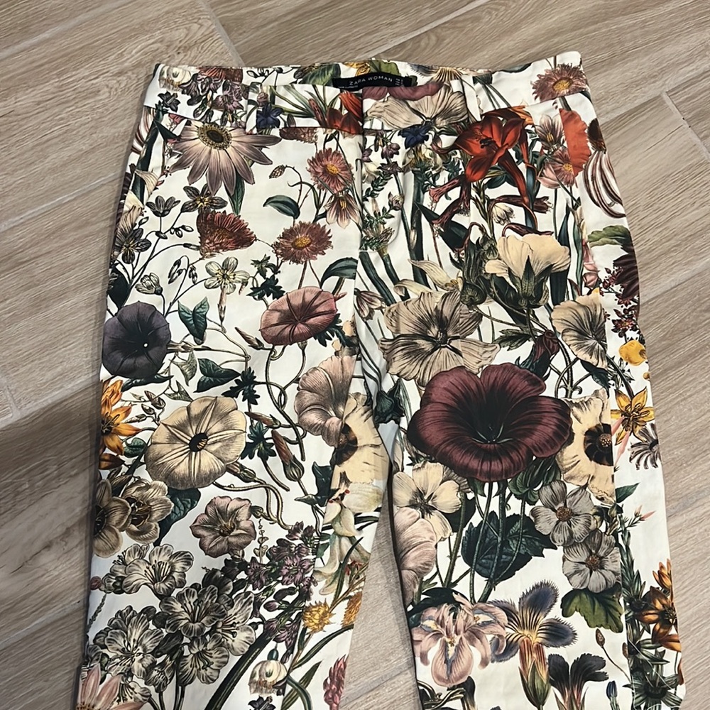 Zara floral pants size Small absolutely stunning flowers floral